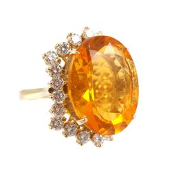 14k Gold ORANGE OPAL Diamonds Ring