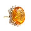 Image 1 : 14k Gold ORANGE OPAL Diamonds Ring