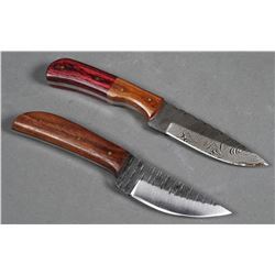 (2) Custom Fixed Blade Damascus Steel Knife