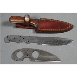 (3) Custom Fixed Blade Damascus Steel Knife