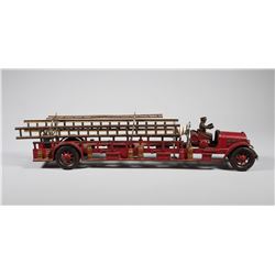 Large KENTON Cast Iron Toy Fire Ladder Truck