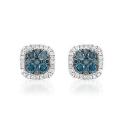 14k White Gold 0.58CTW Diamond and Blue Diamonds Earrings, (SI/H)