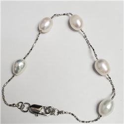 Silver Fresh Water Pearl 7.5  Bracelet, Suggested Retail Value $40