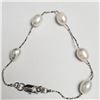 Image 1 : Silver Fresh Water Pearl 7.5" Bracelet, Suggested Retail Value $40