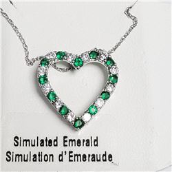 Silver Simulation Emerald 18" Necklace, Suggested Retail Value $100