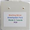 Image 2 : Silver Amethyst(0.75ct) Pendant, Made in Canada, Suggested Retail Value $40