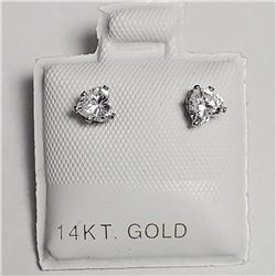 14K White Gold Cubic Zirconia Earrings, Made in Canada, Suggested Retail Value $160