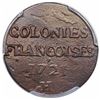 Image 2 : 1721-H French Colonies 9 Deniers or Sou, La Rochelle mint, Martin 2.34-B.20, R5-, PCGS F detail