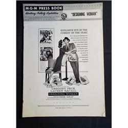 1957 MGM Pressbook "DESIGNING WOMAN" 1957 MGM movie starring Gregory Peck, Lauren Bacall,and co