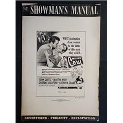 1957 Universal International "MISTER CORY" 1957 Showman Manual starring Tony Curtis, Martha