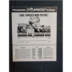 1958 Paramount "ANOTHER TIME, ANOTHER PLACE" SHOWMANSHIP MANUAL starring Lana Turner, Barry Sull