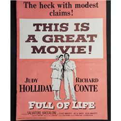 1956 Columbia Pictures Pressbook "FULL OF LIFE" 1956 Pressbook starring Judy Holliday and Richard