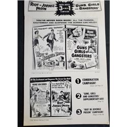 1959 Films "RIOT IN JUVENILE PRISON" GUNS,"G GUNS", "GIRLS AND GANGSTERS 3" in 1 United Ar