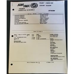 "Star Trek Voyager" 1994 Shooting Schedule    The Phase 11/14/94 - 11/23/94 Season 1  Episode 5