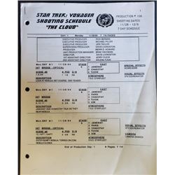 "Star Trek Voyager" 1994 Shooting Schedule    The Cloud 11/26 - 12/6 7 day schedule  Season 1 Episod