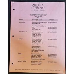 "Starship Troopers" 1996 Contact List