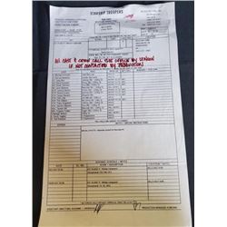 " Starship Troopers" 1996 Call sheet