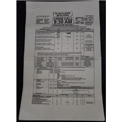 "Green Book" 2017 Call Sheet Starring: Tony Vallejo gave, Dr. Don Shirley, Dimitar Marinov 12/06/201