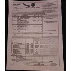 "2nd Unit" 2019 Call Sheet Starring: Jami Haber, Heath C. Heineken, Andrew J Katers