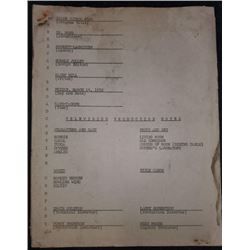 "Space Patrol" 1953 Call sheet 1953