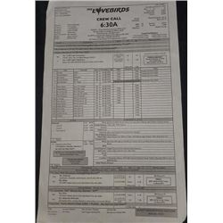 "The Lovebirds" 2019 Call Sheet Starring Issa Rae, Kumail Nanjiana, Paul Sparks, Nichols Parsons Jan
