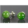 Image 1 : Sterling Silver 8mm Genuine Green Jade Stud