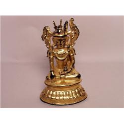 18th C. Gilt Bronze Buddhist Figure