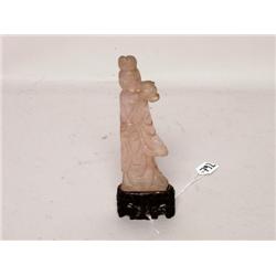 Rose Quartz Quan Yin Figurine Ca. 1900