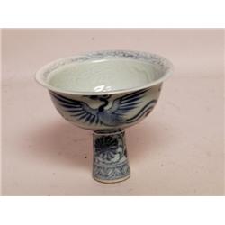 Chinese Blue and White Porcelain Stem C