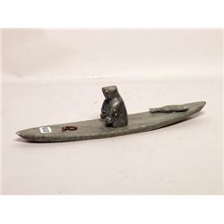 Inuit Soapstone Sculpture - Kayaker