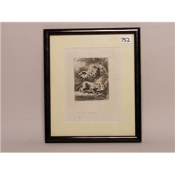 Rembrandt Engraving: St. Gerome Reading