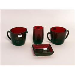 Four Items Ruby Glass