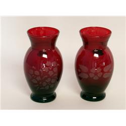 A Pair of Ruby Glass Vases