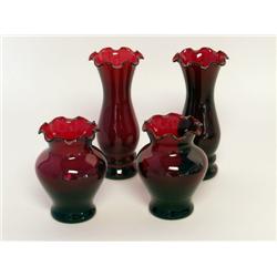 Two Pairs of Ruby Glass Vases