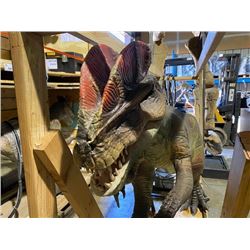 ANIMATRONIC DILOPHOSAURUS EARLY JURASSIC PERIOD DINOSAUR IN TRANSPORT FRAME