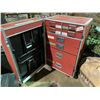 Image 2 : ROLLING ROAD CASE WITH EXHIBIT SUPPLIES.  CASE MEASURES: 30" WIDE X 30" DEEP X 50" TALL