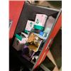 Image 8 : ROLLING ROAD CASE WITH EXHIBIT SUPPLIES.  CASE MEASURES: 30" WIDE X 30" DEEP X 50" TALL