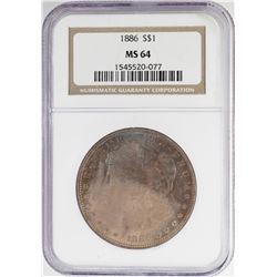 1886 $1 Morgan Silver Dollar Coin NGC MS64 Amazing Toning