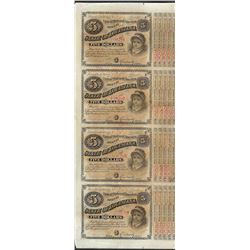 Uncut Sheet of (4) State of Louisiana Baby Bond Obsolete Notes