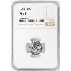 1955 Proof Roosevelt Dime Coin NGC PF68