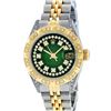 Image 2 : Rolex Ladies Two Tone 14K Green Vignette Diamond Lugs Pyramid 26MM Datejust Wristwatch