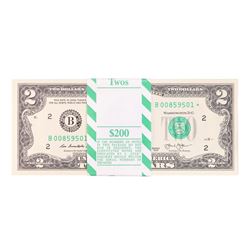 Pack of (100) Consecutive 2013 $2 Federal Reserve STAR Notes New York