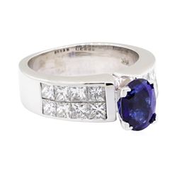 14KT White Gold 3.44 ctw Sapphire and Diamond Ring