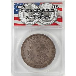 1892 $1 Morgan Silver Dollar Coin ANACS Certified Genuine