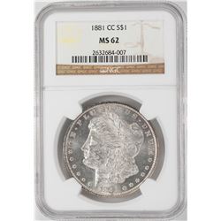 1881-CC $1 Morgan Silver Dollar Coin NGC MS62