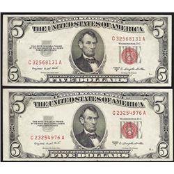 Lot of (2) 1953B $5 Legal Tender Notes