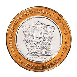 .999 Silver Treasure Island Las Vegas $10 Casino Gaming Token Limited Edition