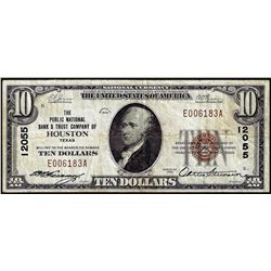1929 $10 Public National Bank & Trust Co. Houston, TX CH# 12055 National Currency Note