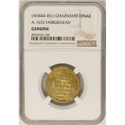 AH444-451 Ghaznavid Dinar A-1633 Farrukhzad Gold Coin NGC Genuine