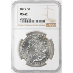 1893 $1 Morgan Silver Dollar Coin NGC MS62